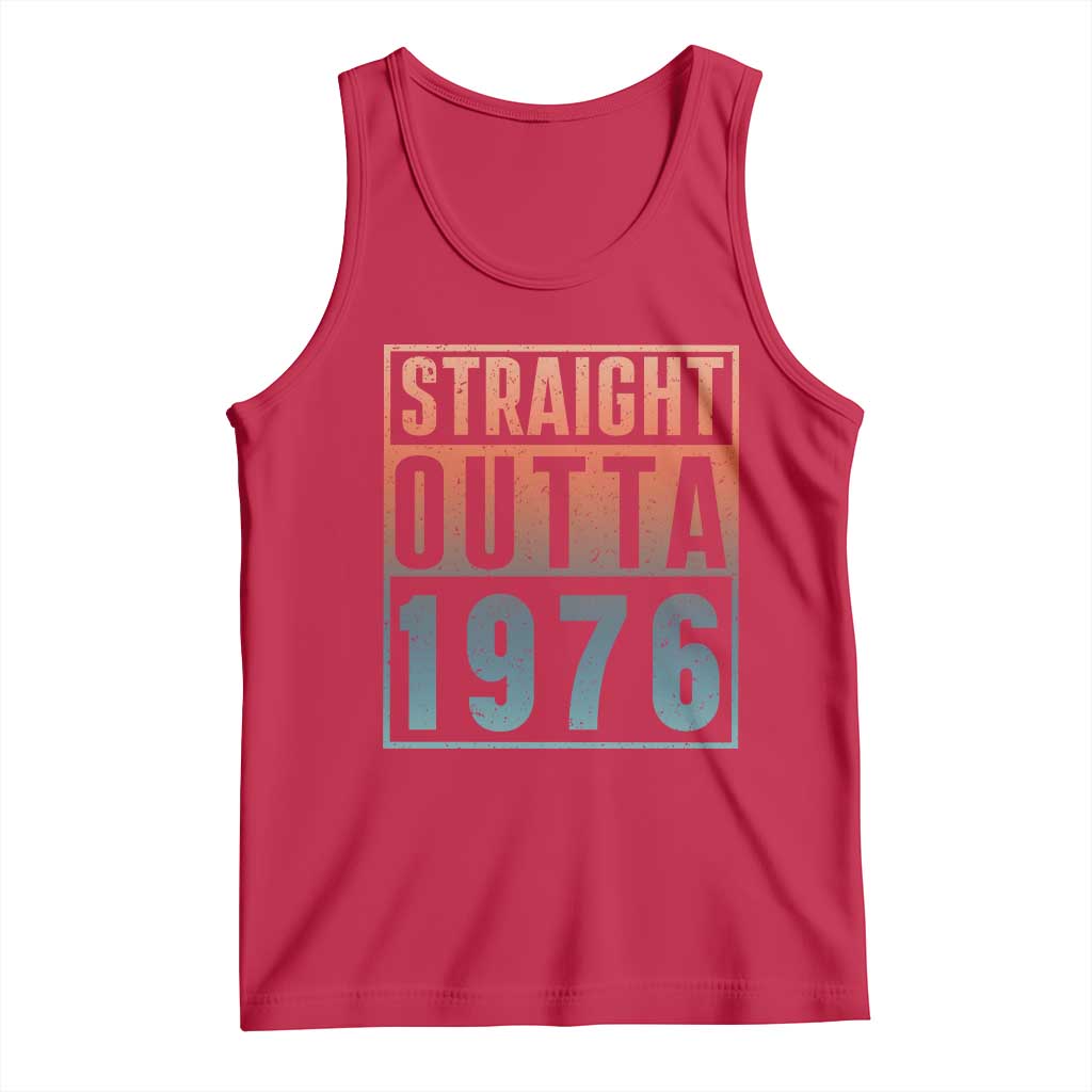 Straight Outta 1976 Tank Top Funny 50th Birthday Retro Neon Gradient Effect Printing TS02 Red Print Your Wear