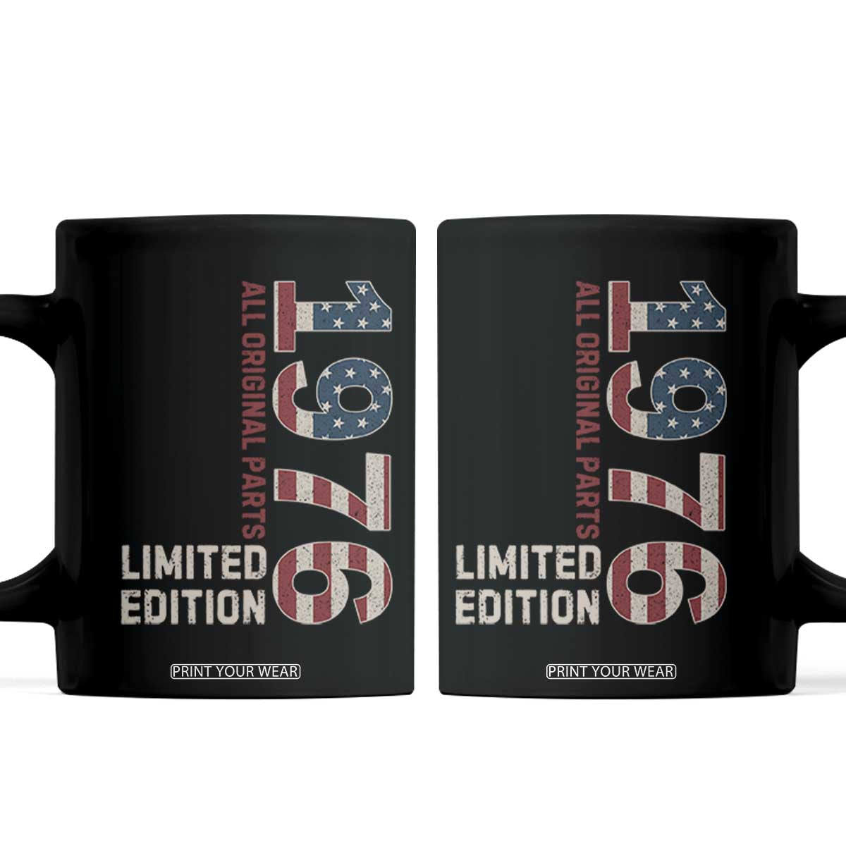 Vintage 1976 All Original Parts Coffee Mug Patriotic US Flag 50th Birthday Gift