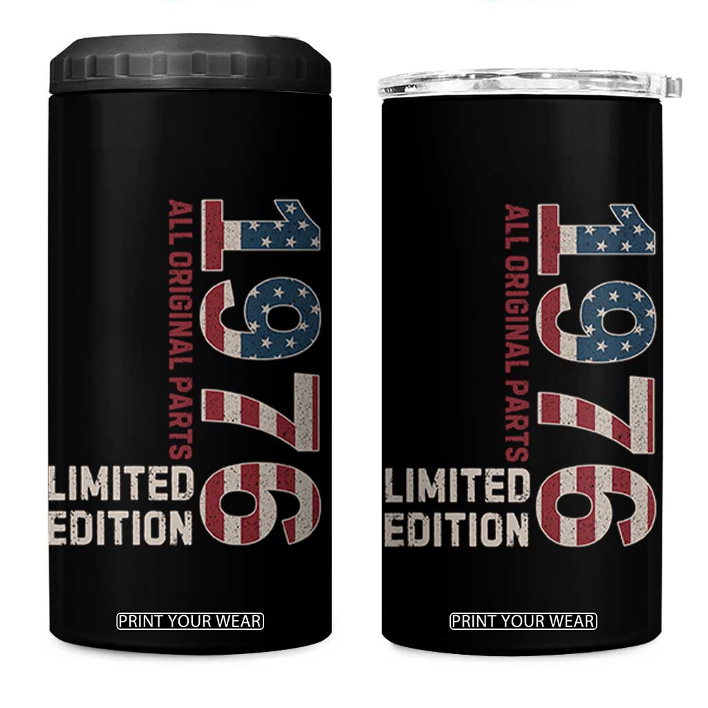 Vintage 1976 All Original Parts 4 in 1 Can Cooler Tumbler Patriotic US Flag 50th Birthday Gift TS02 One Size: 16 oz Black Print Your Wear