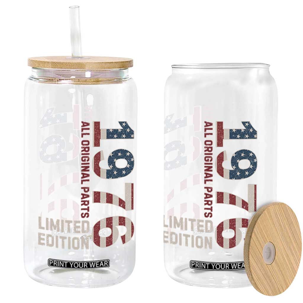 Vintage 1976 All Original Parts Glass Can Patriotic US Flag 50th Birthday Gift TS02 Print Your Wear