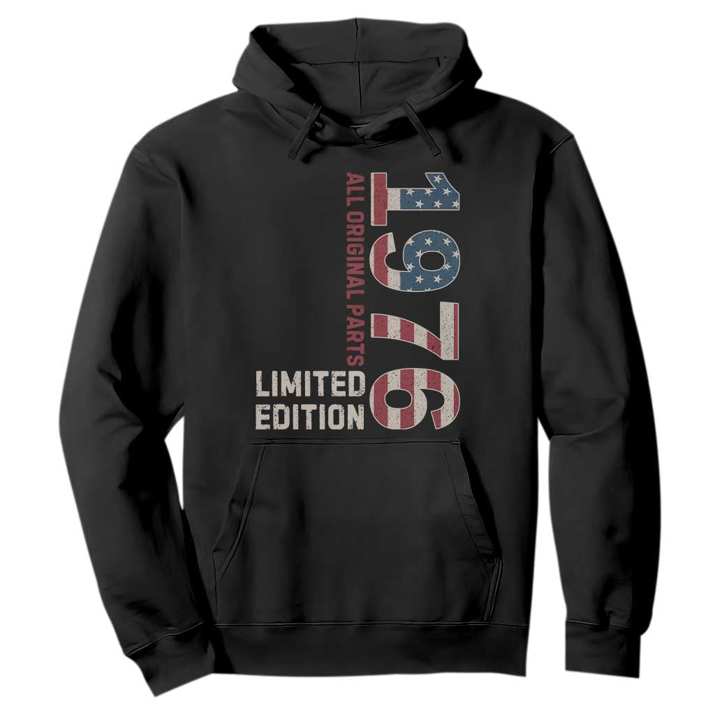 Vintage 1976 All Original Parts Hoodie Patriotic US Flag 50th Birthday Gift TS02 Black Print Your Wear
