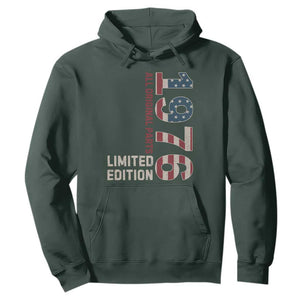 Vintage 1976 All Original Parts Hoodie Patriotic US Flag 50th Birthday Gift TS02 Dark Forest Green Print Your Wear
