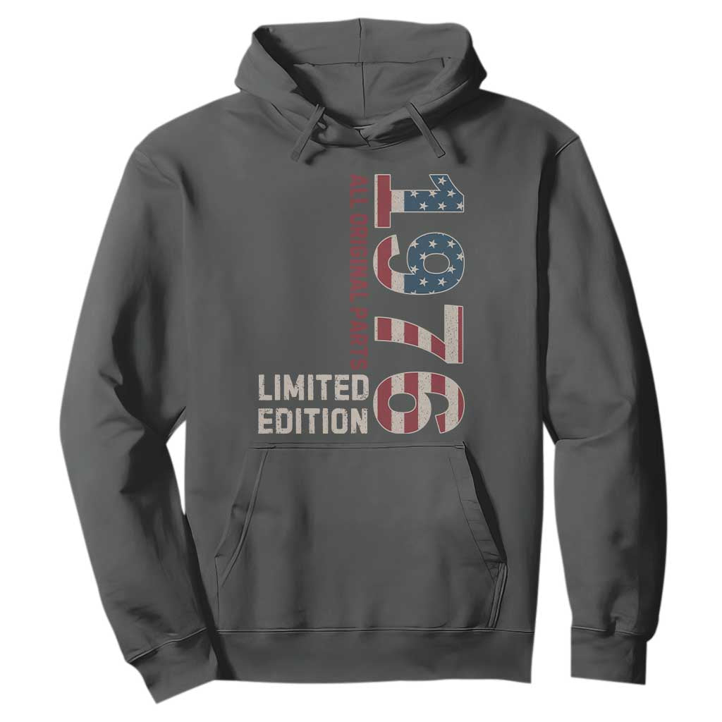 Vintage 1976 All Original Parts Hoodie Patriotic US Flag 50th Birthday Gift TS02 Dark Heather Print Your Wear