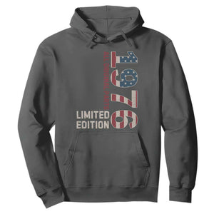 Vintage 1976 All Original Parts Hoodie Patriotic US Flag 50th Birthday Gift TS02 Dark Heather Print Your Wear