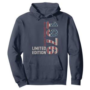 Vintage 1976 All Original Parts Hoodie Patriotic US Flag 50th Birthday Gift TS02 Navy Print Your Wear