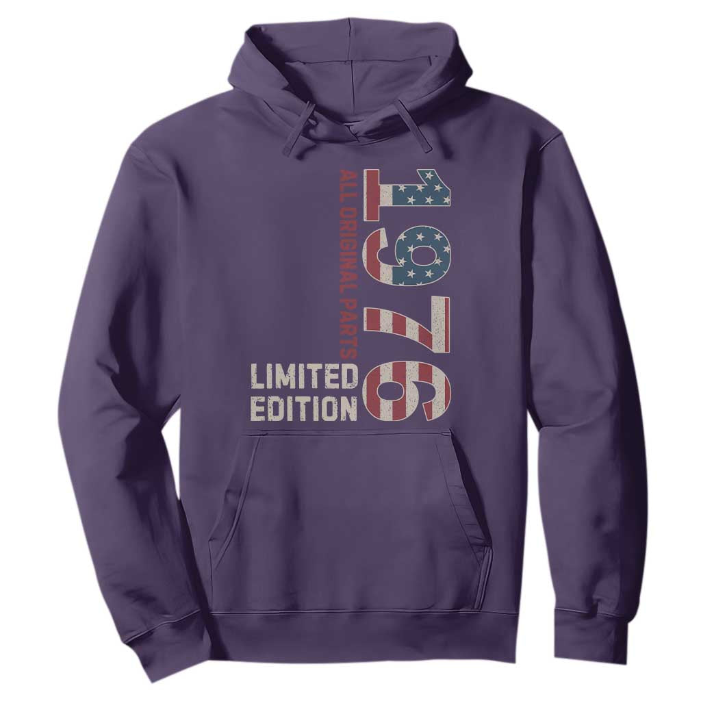 Vintage 1976 All Original Parts Hoodie Patriotic US Flag 50th Birthday Gift TS02 Purple Print Your Wear