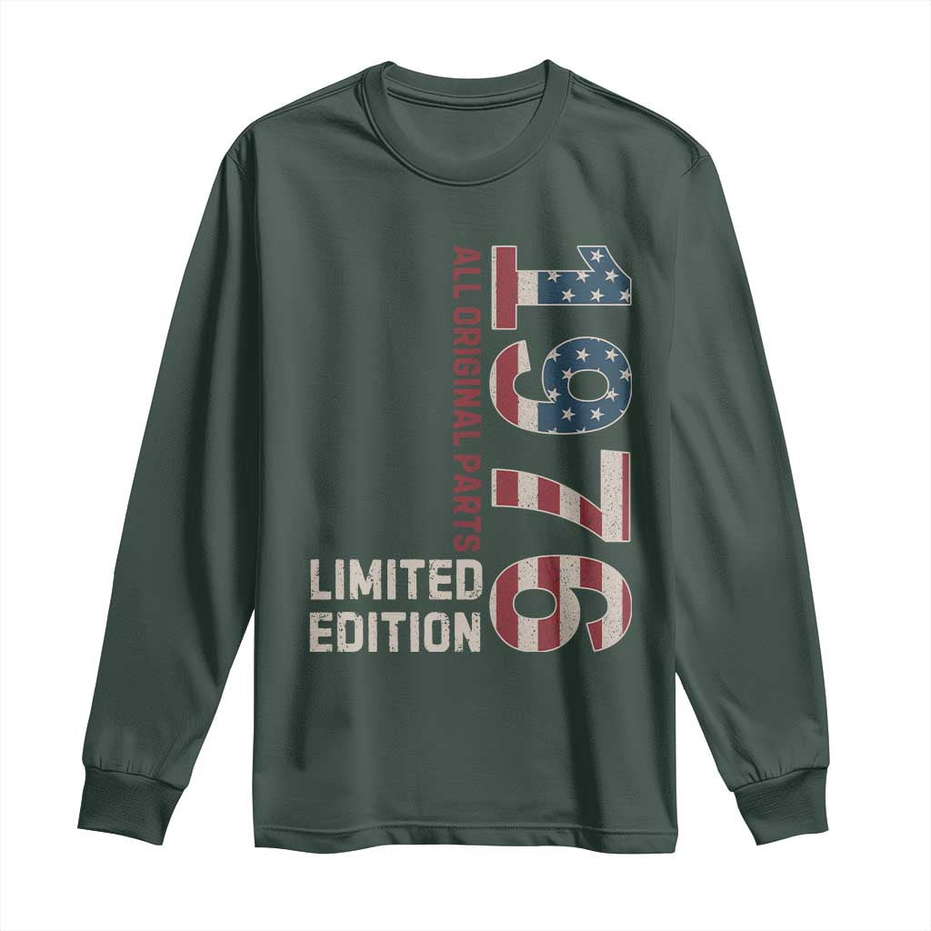 Vintage 1976 All Original Parts Long Sleeve Shirt Patriotic US Flag 50th Birthday Gift TS02 Dark Forest Green Print Your Wear