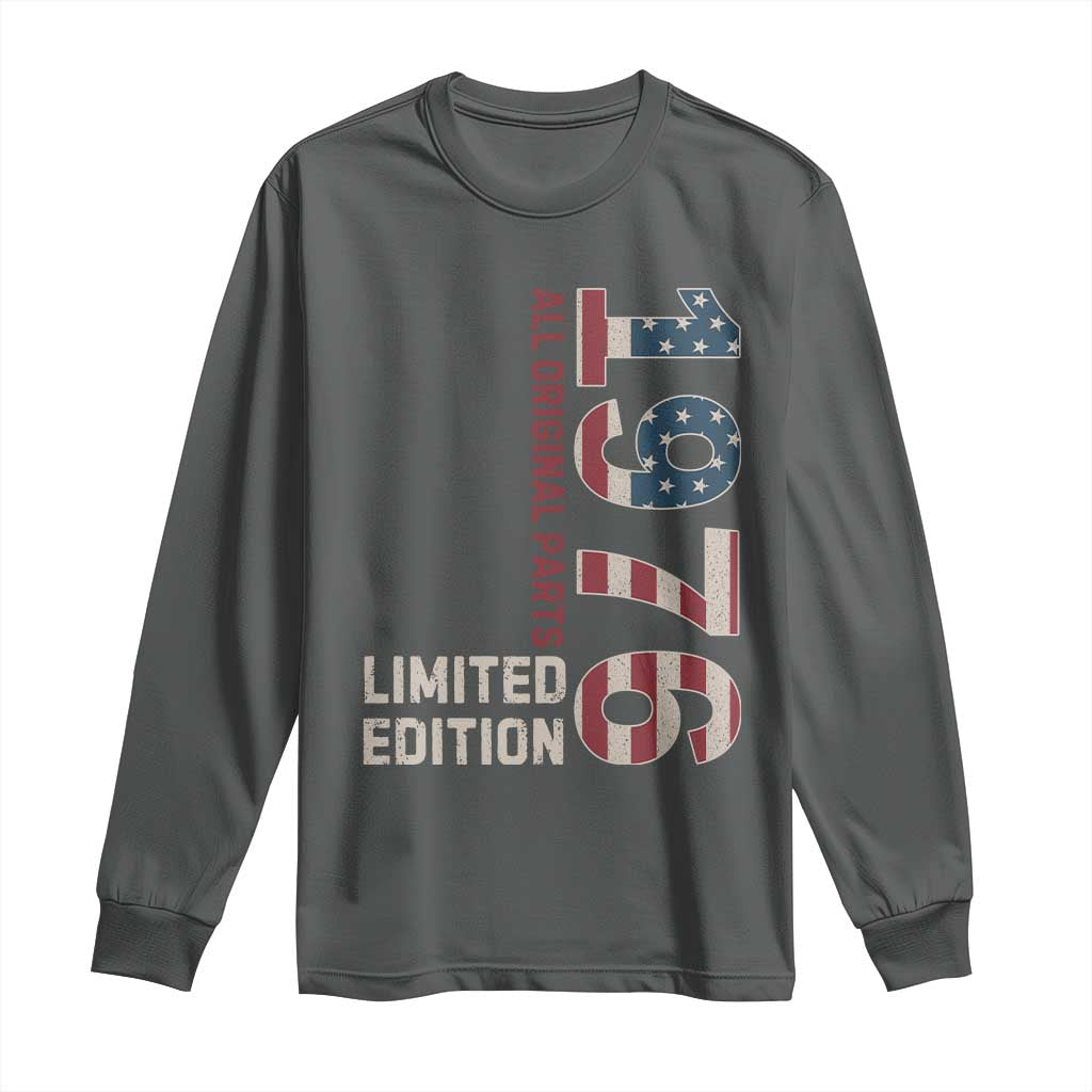 Vintage 1976 All Original Parts Long Sleeve Shirt Patriotic US Flag 50th Birthday Gift TS02 Dark Heather Print Your Wear