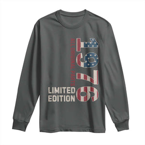 Vintage 1976 All Original Parts Long Sleeve Shirt Patriotic US Flag 50th Birthday Gift TS02 Dark Heather Print Your Wear