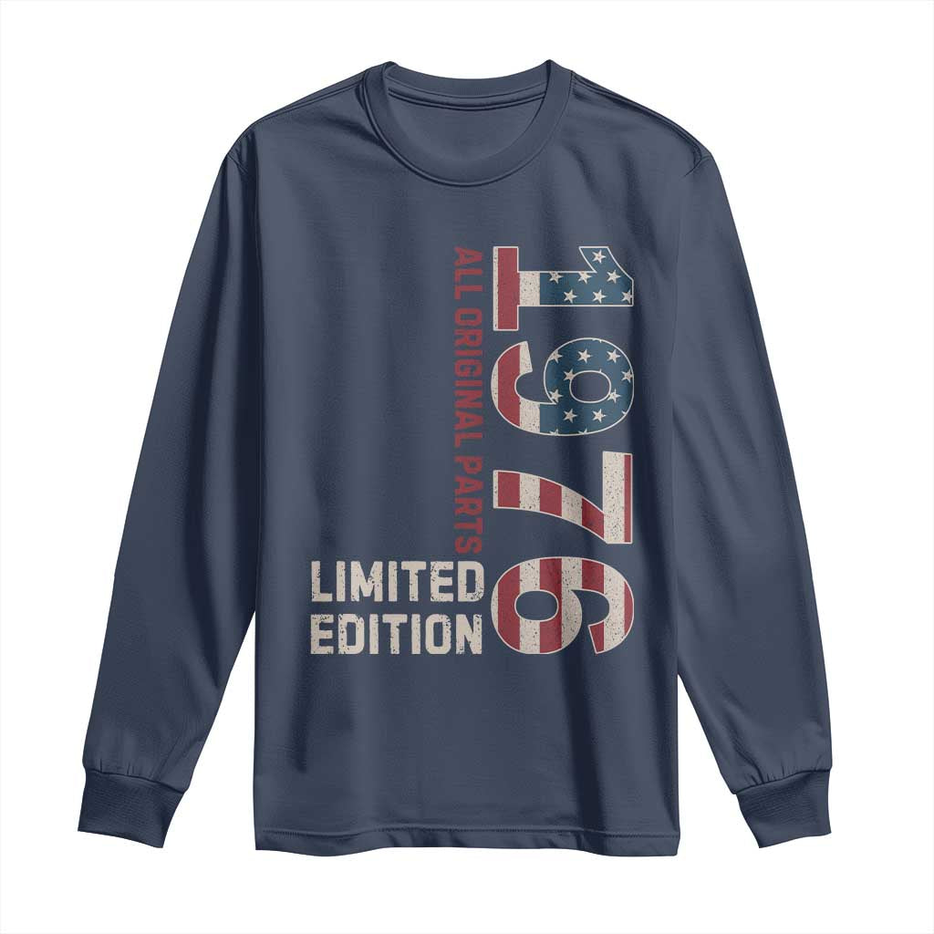 Vintage 1976 All Original Parts Long Sleeve Shirt Patriotic US Flag 50th Birthday Gift TS02 Navy Print Your Wear