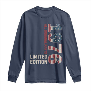 Vintage 1976 All Original Parts Long Sleeve Shirt Patriotic US Flag 50th Birthday Gift TS02 Navy Print Your Wear