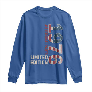 Vintage 1976 All Original Parts Long Sleeve Shirt Patriotic US Flag 50th Birthday Gift TS02 Royal Blue Print Your Wear