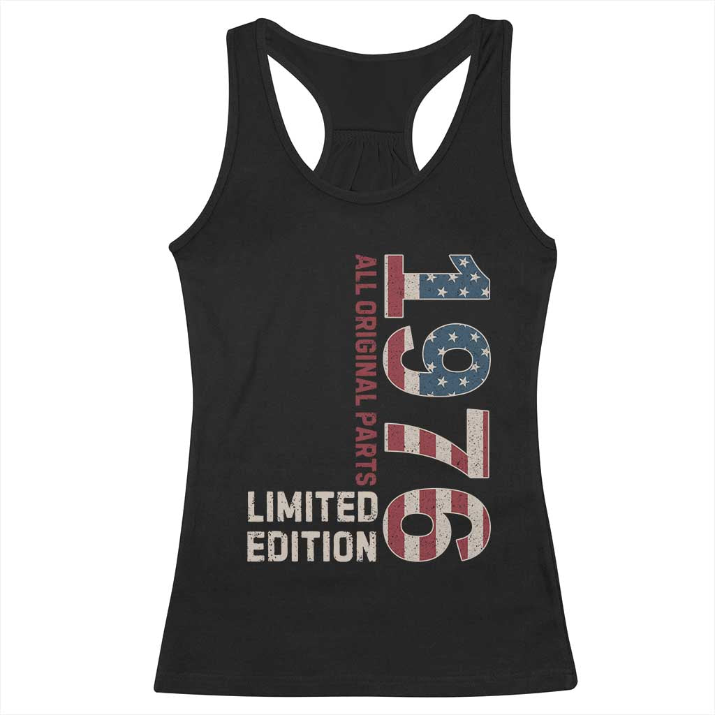 Vintage 1976 All Original Parts Racerback Tank Top Patriotic US Flag 50th Birthday Gift TS02 Black Print Your Wear