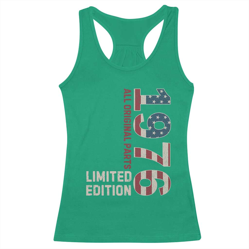 Vintage 1976 All Original Parts Racerback Tank Top Patriotic US Flag 50th Birthday Gift TS02 Irish Green Print Your Wear