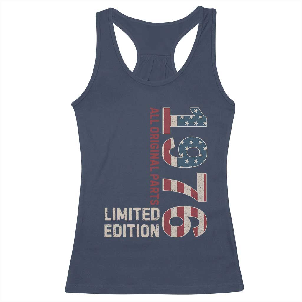 Vintage 1976 All Original Parts Racerback Tank Top Patriotic US Flag 50th Birthday Gift TS02 Navy Print Your Wear