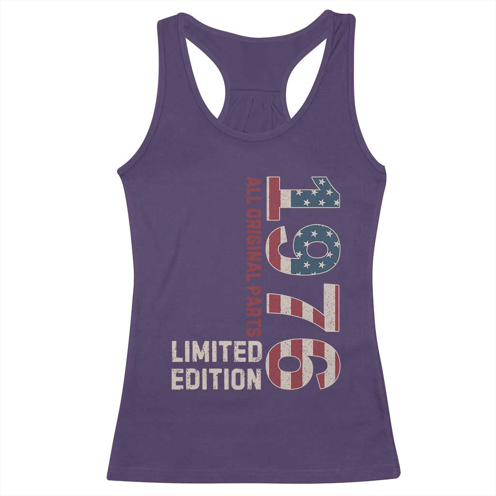 Vintage 1976 All Original Parts Racerback Tank Top Patriotic US Flag 50th Birthday Gift TS02 Purple Print Your Wear