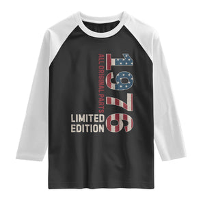 Vintage 1976 All Original Parts Raglan Shirt Patriotic US Flag 50th Birthday Gift TS02 Black White Print Your Wear