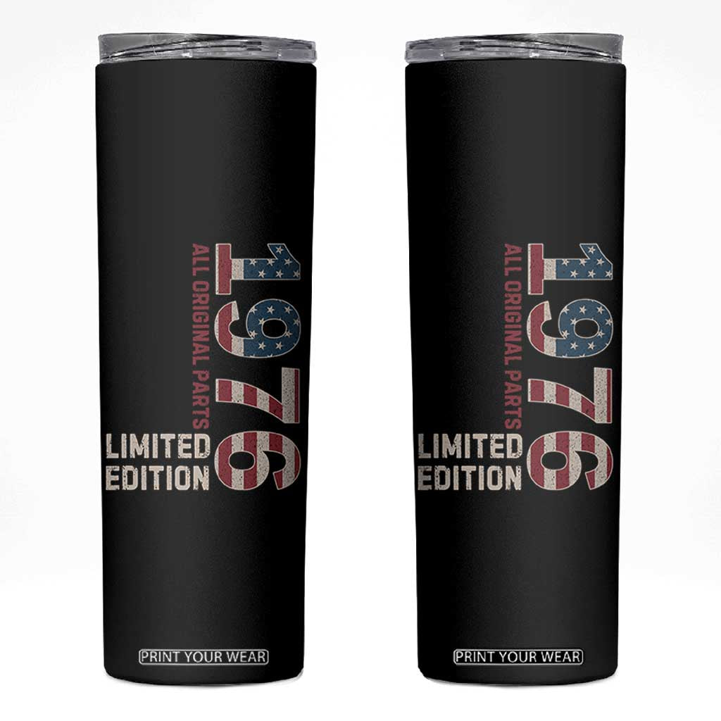Vintage 1976 All Original Parts Skinny Tumbler Patriotic US Flag 50th Birthday Gift TS02 Black Print Your Wear