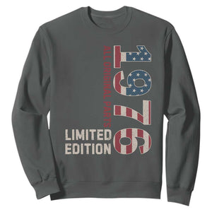 Vintage 1976 All Original Parts Sweatshirt Patriotic US Flag 50th Birthday Gift TS02 Dark Heather Print Your Wear