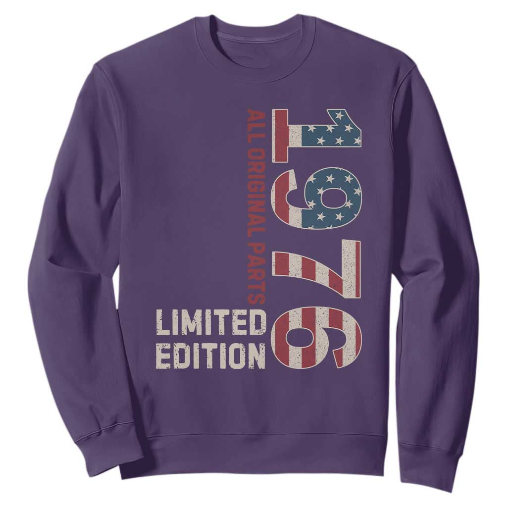 Vintage 1976 All Original Parts Sweatshirt Patriotic US Flag 50th Birthday Gift TS02 Purple Print Your Wear