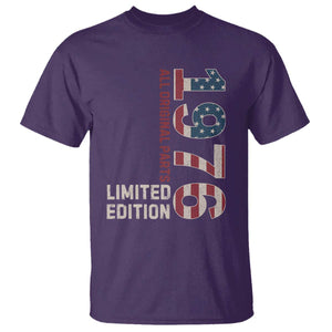 Vintage 1976 All Original Parts T Shirt Patriotic US Flag 50th Birthday Gift TS02 Purple Print Your Wear