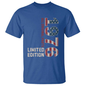 Vintage 1976 All Original Parts T Shirt Patriotic US Flag 50th Birthday Gift TS02 Royal Blue Print Your Wear