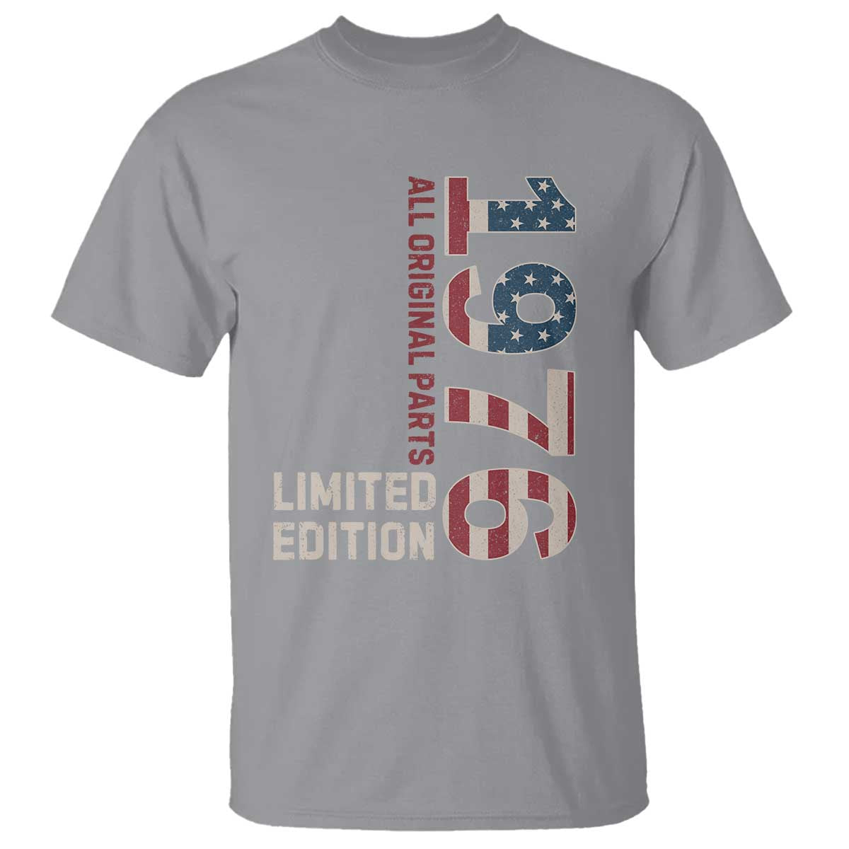 Vintage 1976 All Original Parts T Shirt Patriotic US Flag 50th Birthday Gift TS02 Sport Gray Print Your Wear