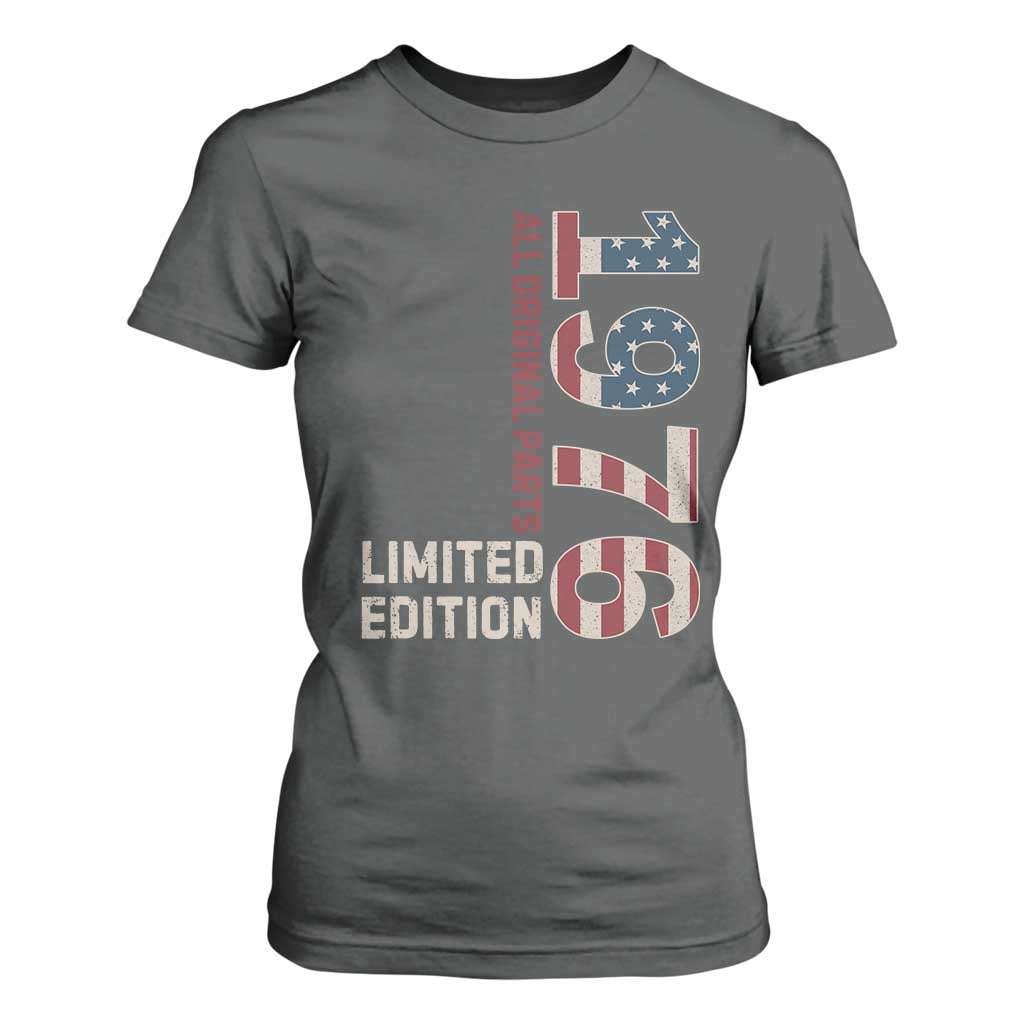 Vintage 1976 All Original Parts T Shirt For Women Patriotic US Flag 50th Birthday Gift TS02 Dark Heather Print Your Wear