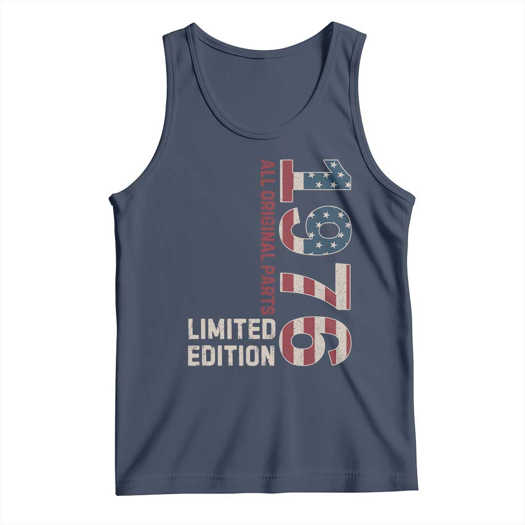 Vintage 1976 All Original Parts Tank Top Patriotic US Flag 50th Birthday Gift TS02 Navy Print Your Wear
