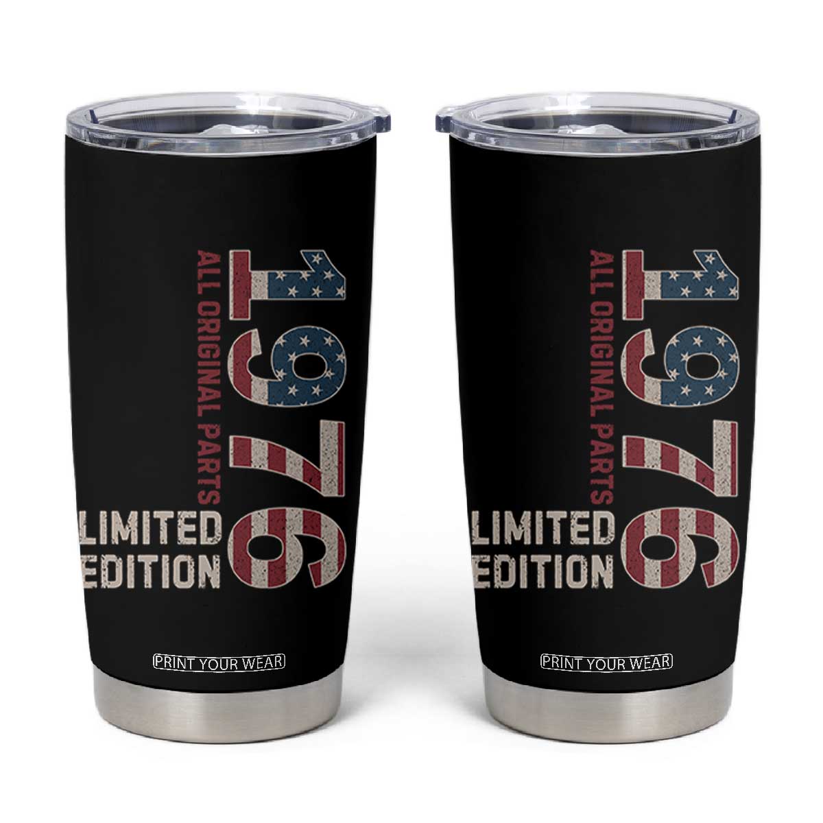 Vintage 1976 All Original Parts Tumbler Cup Patriotic US Flag 50th Birthday Gift TS02 Black Print Your Wear