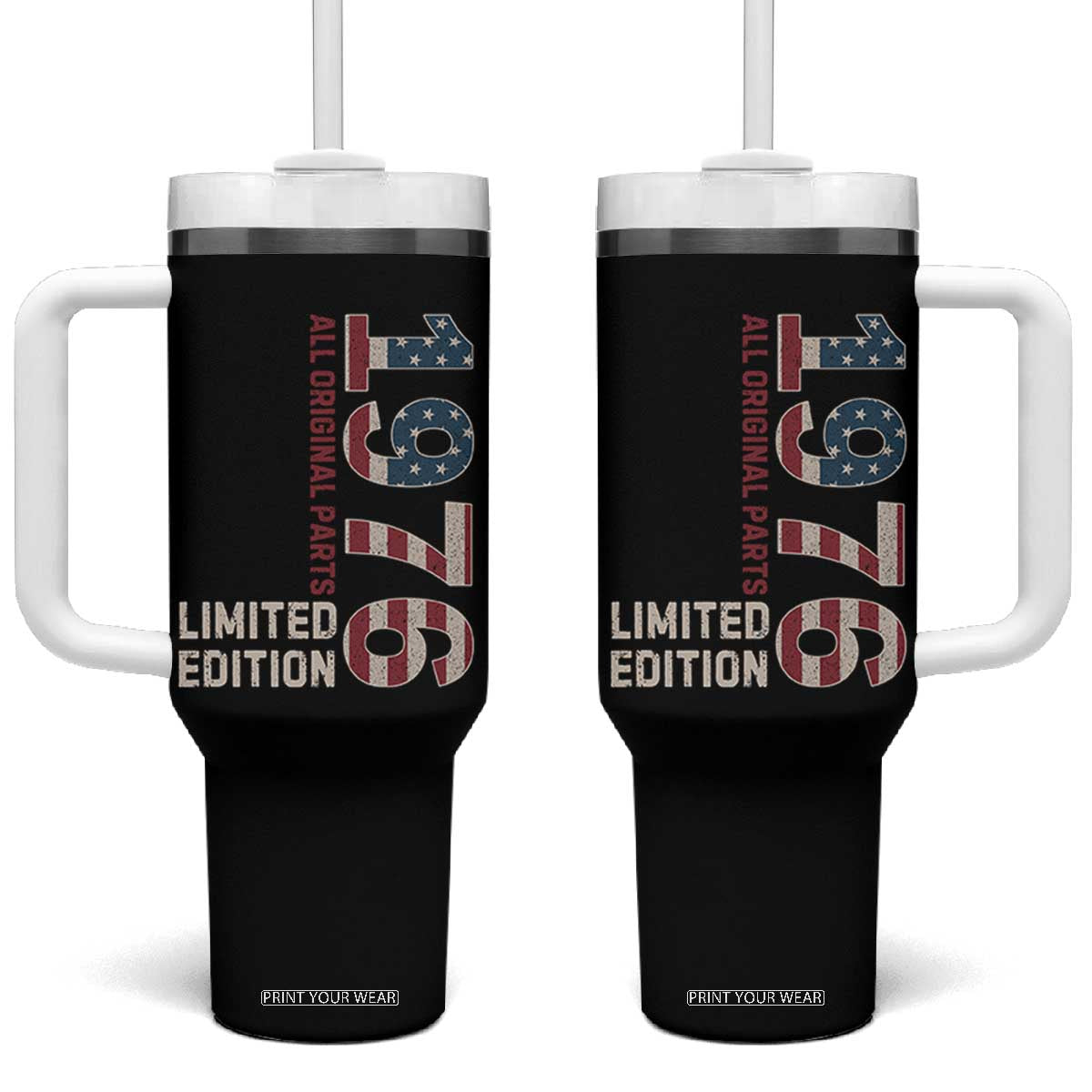 Vintage 1976 All Original Parts Tumbler With Handle Patriotic US Flag 50th Birthday Gift TS02 One Size: 40 oz Black Print Your Wear