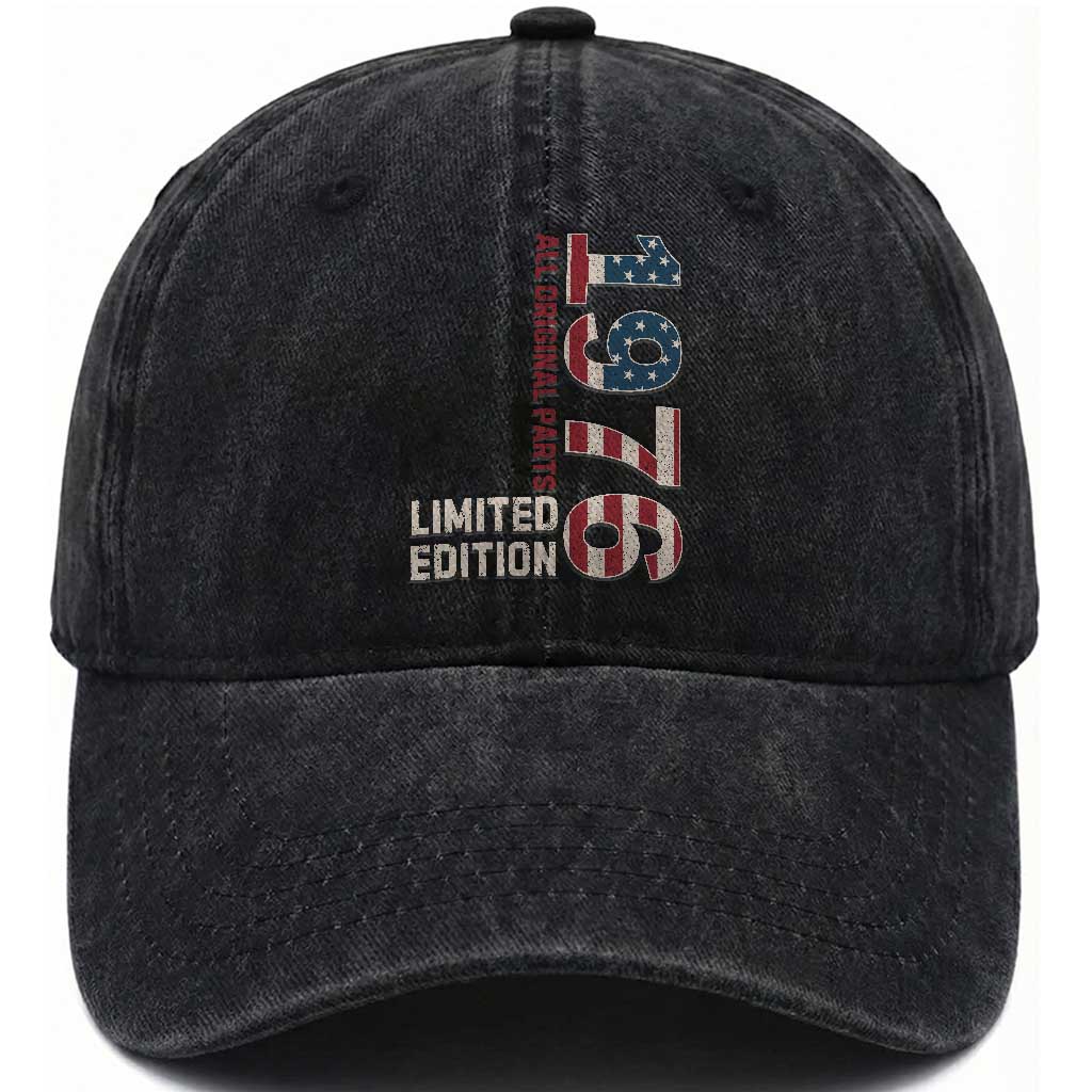 Vintage 1976 All Original Parts Washed Cotton Baseball Cap Patriotic US Flag 50th Birthday Gift TS02 Print Your Wear