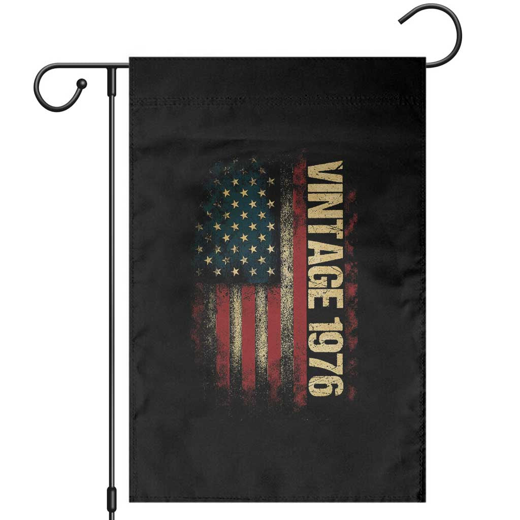 Vintage 1976 Distressed American Flag Garden Flag Patriotic 50th Birthday Graphic TS02 Black Print Your Wear