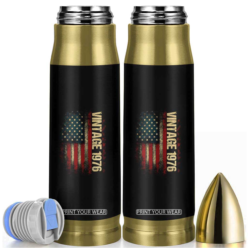 Vintage 1976 Distressed American Flag Bullet Tumbler Patriotic 50th Birthday Graphic TS02 Black Print Your Wear