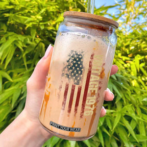 Vintage 1976 Distressed American Flag Glass Can Patriotic 50th Birthday Graphic TS02 Black Print Your Wear