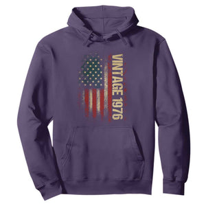 Vintage 1976 Distressed American Flag Hoodie Patriotic 50th Birthday Graphic TS02 Purple Print Your Wear