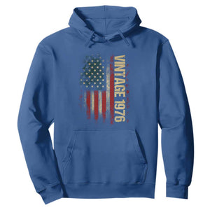 Vintage 1976 Distressed American Flag Hoodie Patriotic 50th Birthday Graphic TS02 Royal Blue Print Your Wear
