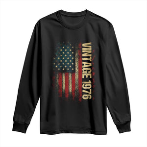 Vintage 1976 Distressed American Flag Long Sleeve Shirt Patriotic 50th Birthday Graphic TS02 Black Print Your Wear