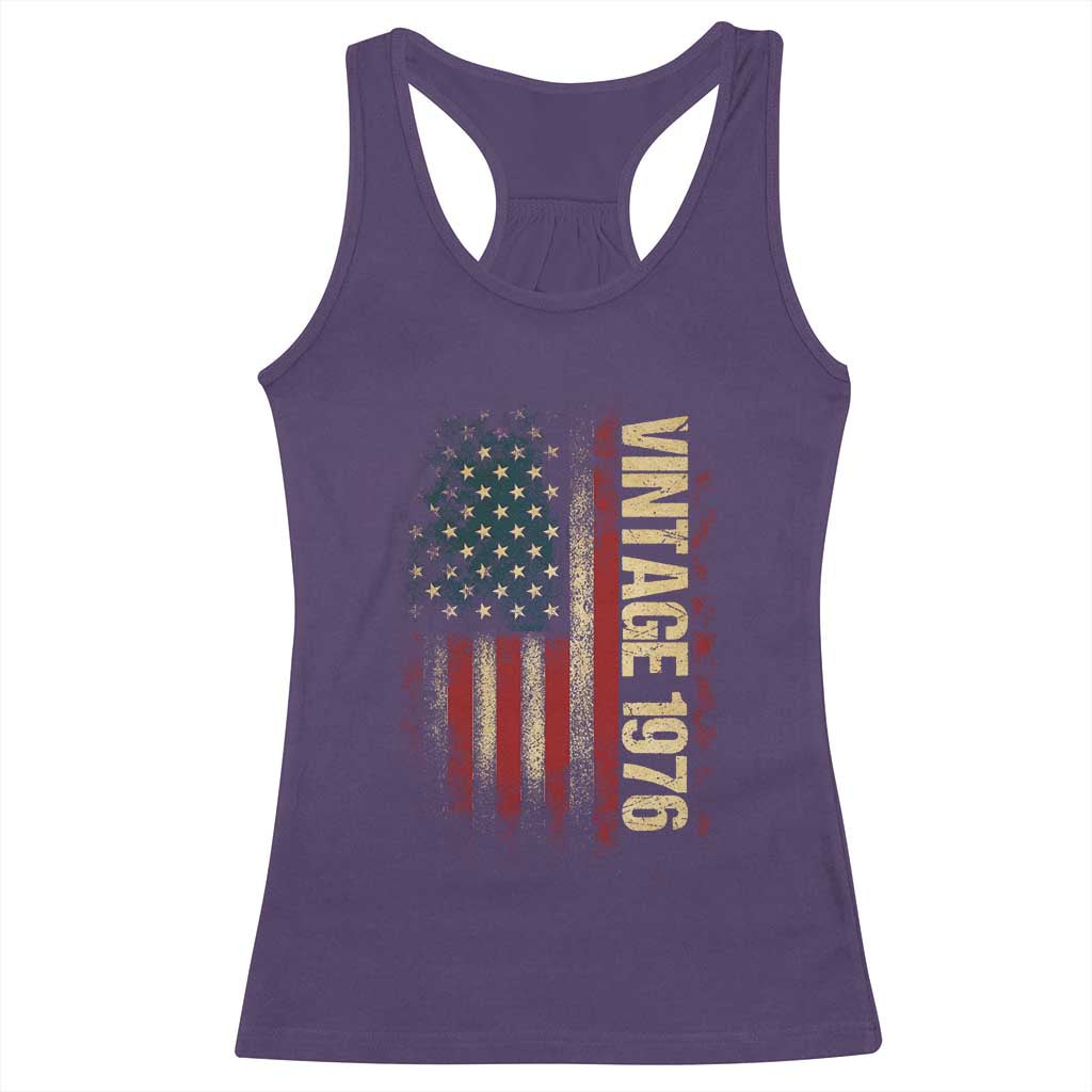 Vintage 1976 Distressed American Flag Racerback Tank Top Patriotic 50th Birthday Graphic TS02 Purple Print Your Wear