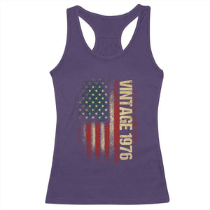 Vintage 1976 Distressed American Flag Racerback Tank Top Patriotic 50th Birthday Graphic TS02 Purple Print Your Wear