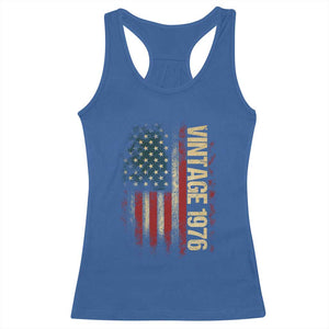 Vintage 1976 Distressed American Flag Racerback Tank Top Patriotic 50th Birthday Graphic TS02 Royal Blue Print Your Wear
