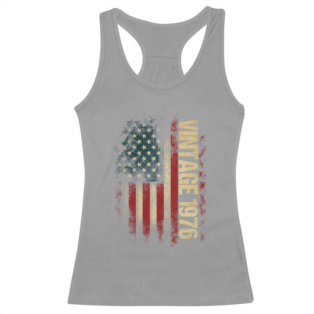 Vintage 1976 Distressed American Flag Racerback Tank Top Patriotic 50th Birthday Graphic TS02 Sport Gray Print Your Wear