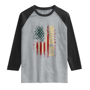 Vintage 1976 Distressed American Flag Raglan Shirt Patriotic 50th Birthday Graphic