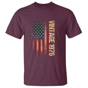 Vintage 1976 Distressed American Flag T Shirt Patriotic 50th Birthday Graphic TS02 Maroon Print Your Wear
