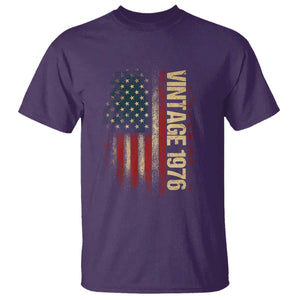 Vintage 1976 Distressed American Flag T Shirt Patriotic 50th Birthday Graphic TS02 Purple Print Your Wear