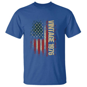 Vintage 1976 Distressed American Flag T Shirt Patriotic 50th Birthday Graphic TS02 Royal Blue Print Your Wear