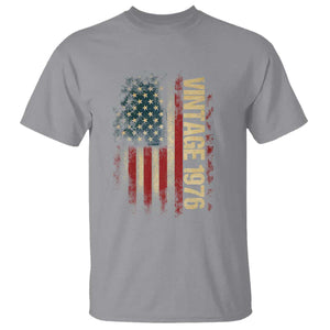 Vintage 1976 Distressed American Flag T Shirt Patriotic 50th Birthday Graphic TS02 Sport Gray Print Your Wear
