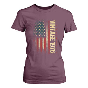 Vintage 1976 Distressed American Flag T Shirt For Women Patriotic 50th Birthday Graphic TS02 Maroon Print Your Wear