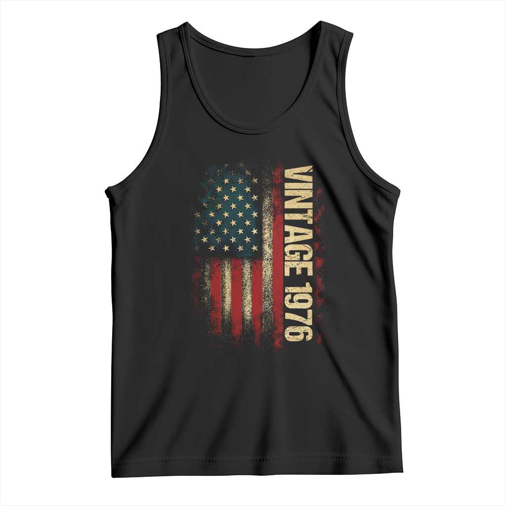 Vintage 1976 Distressed American Flag Tank Top Patriotic 50th Birthday Graphic TS02 Black Print Your Wear