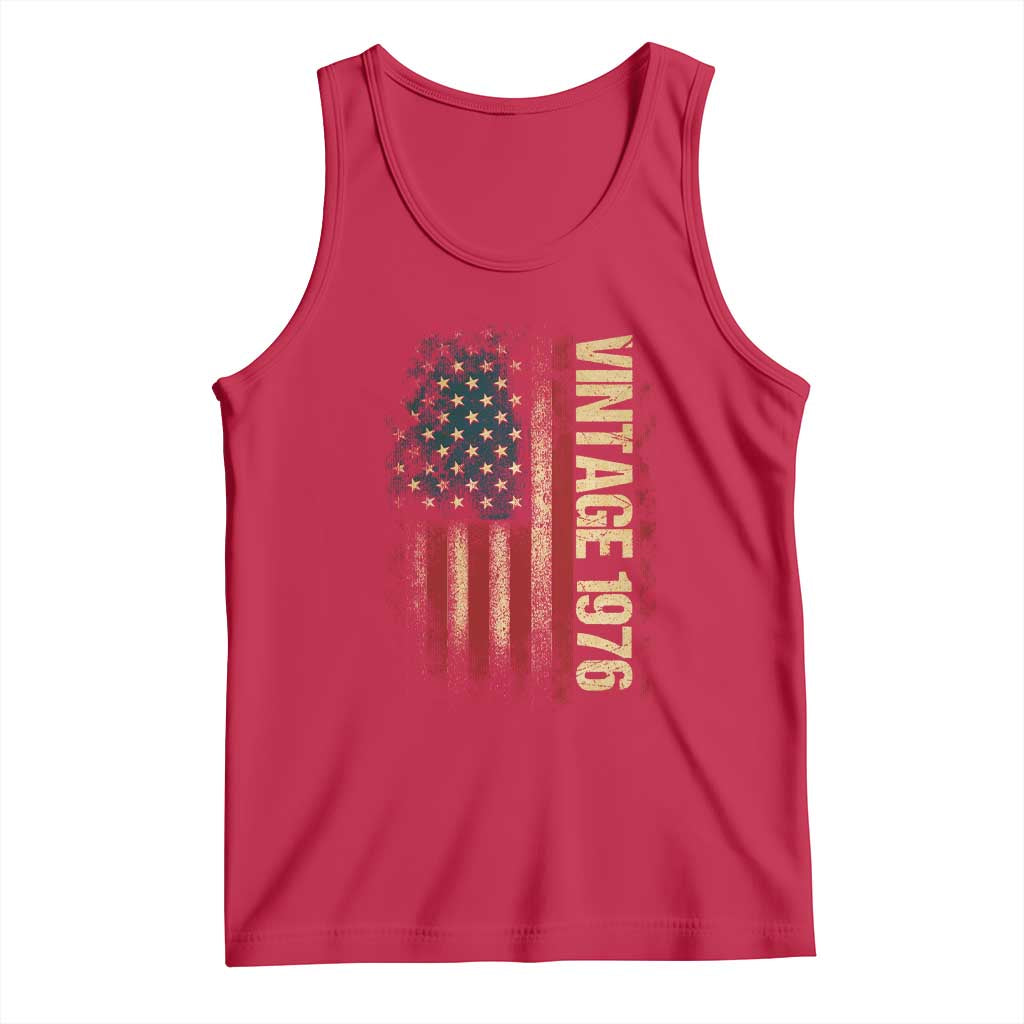 Vintage 1976 Distressed American Flag Tank Top Patriotic 50th Birthday Graphic TS02 Red Print Your Wear